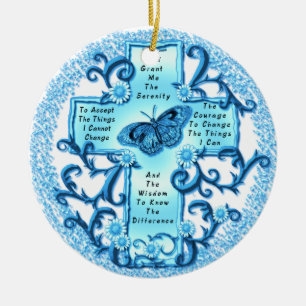 Ornamento De Cerâmica Aqua Serenity Cross cerâmica ornamentação redonda