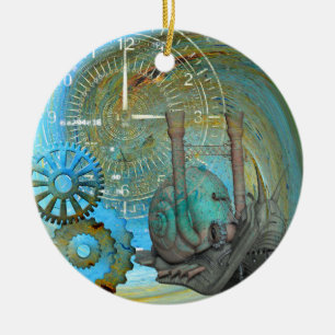 Ornamento De Cerâmica Aqua Steam Snail Traveler