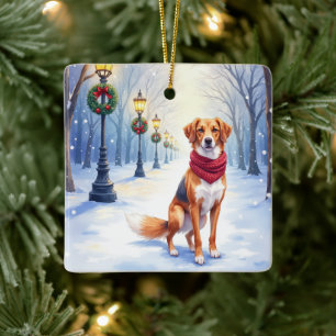 Ornamento De Cerâmica Aquarela American Foxhound Poste de Iluminação Nev