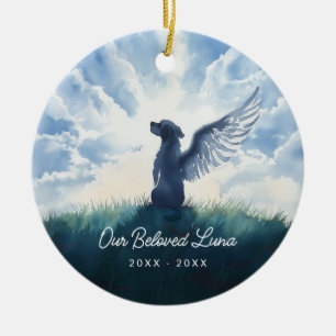 Ornamento De Cerâmica Aquarela Anjo Cachorro Condolências Sincronia