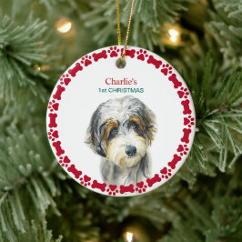 Ornamento De Cerâmica Aquarela  Aussie Doodle Natal Personalizado