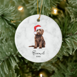 Ornamento De Cerâmica Aquarela Chocolate Marrom Goldendoodle