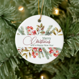 Ornamento De Cerâmica Aquarela Elegante de Natal