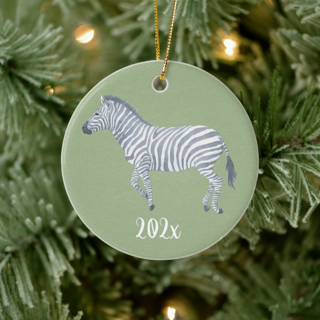 Ornamento De Cerâmica Aquarela Zebra Keepsasaau Personalizável (Árvore)