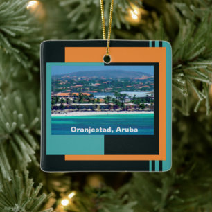 Ornamento De Cerâmica Aquarelas de Oranjestad, Aruba