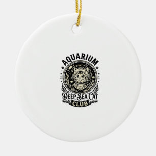 Ornamento De Cerâmica Aquário Gato de Mar Profundo Gráfico Engraçado - A