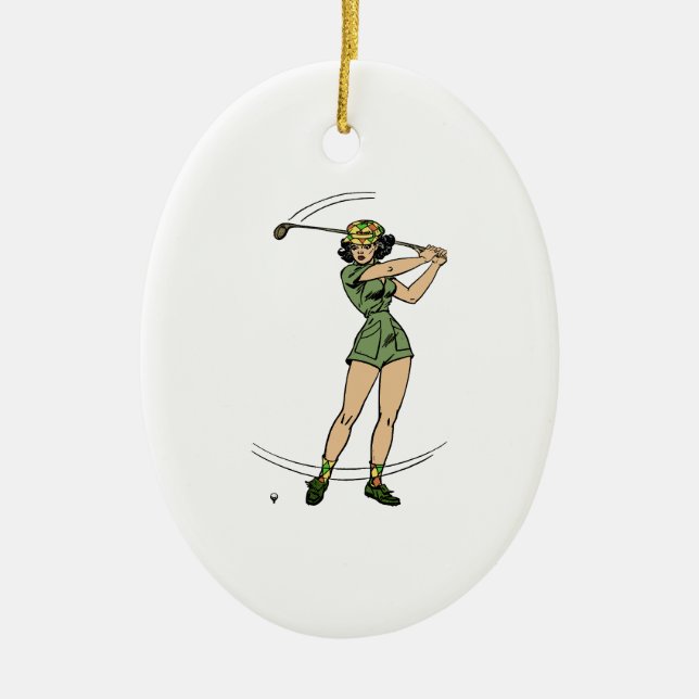 Ornamento De Cerâmica Aquecimento para a dama de golfe (Frente)