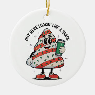 Ornamento De Cerâmica Aqui fora parecendo um lanche Bolo de árvore de Na