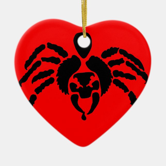 Ornamento De Cerâmica Aranha em Vermelho (Frente)