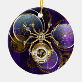Ornamento De Cerâmica Aranha Steampunk no fundo roxo