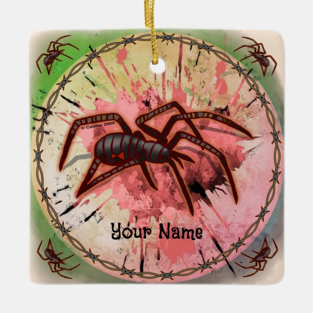 Ornamento De Cerâmica Aranha Viúva Negra (Frente)