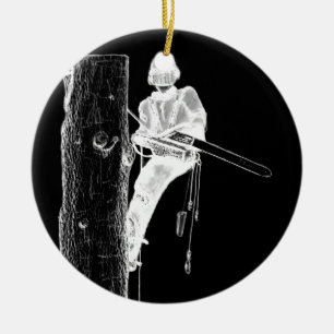 Ornamento De Cerâmica Arborist do cirurgião de árvore na serra de cade