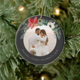 Ornamento De Cerâmica Arca Floral de inverno Feliz Foto de Natal