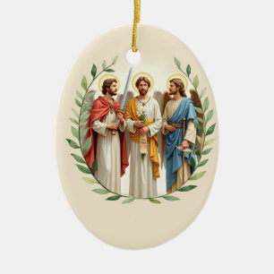 Ornamento De Cerâmica Arcanjos com a Paz e Bênçãos de Deus Escultura