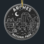 Ornamento De Cerâmica Arches National Park Delicate Arch Monoline<br><div class="desc">Arche trabalho de arte de monolina. O parque fica ao norte de Moab,  no estado de Utah. Bordado pelo Rio Colorado,  no sudeste,  é conhecido como o local de mais de 2.000 arcos naturais de arenito.</div>