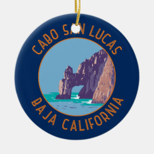Ornamento De Cerâmica Arco de Cabo San Lucas México Círculo Distressed R