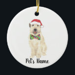 Ornamento De Cerâmica Arco de chapéu de Natal de Terrier com Rodas Perso<br><div class="desc">Estou apaixonado por esta ilustração bizarra e detalhada da aquarela de um sorridente pavoroso com um pequeno chapéu vermelho de santa e uma gravata arco! Personalize estes ornamentos e faça uma lista agradável este ano! Para os presentes perfeitos, junte-os a um item correspondente da coleção para um cuidadoso e pensativo...</div>