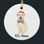 Ornamento De Cerâmica Arco de chapéu de Natal de Terrier com Rodas Perso<br><div class="desc">Estou apaixonado por esta ilustração bizarra e detalhada da aquarela de um sorridente pavoroso com um pequeno chapéu vermelho de santa e uma gravata arco! Personalize estes ornamentos e faça uma lista agradável este ano! Para os presentes perfeitos, junte-os a um item correspondente da coleção para um cuidadoso e pensativo...</div>