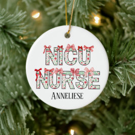 Ornamento De Cerâmica Arco de Coquetes de Natal para Enfermeira NICU Per