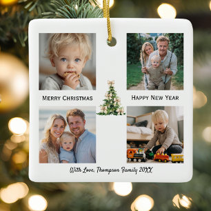 Ornamento De Cerâmica Arco de Pinheiro de Natal Elegante Foto Personaliz