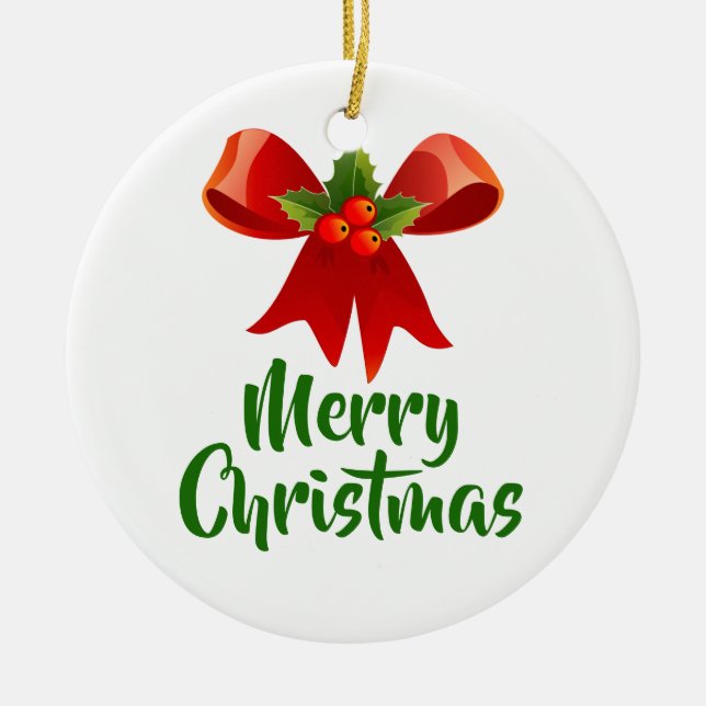 Ornamento De Cerâmica Arco Feliz de Natal Estilo Retroativo (Frente)