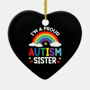 Ornamento De Cerâmica Arco-íris Eu Sou Uma Irmã Orgulhosa do Autismo Con