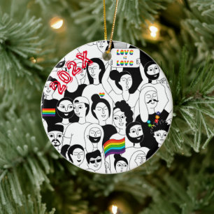 Ornamento De Cerâmica Arco-íris Orgulho LGBTQIA+ Nome Personalizado - An