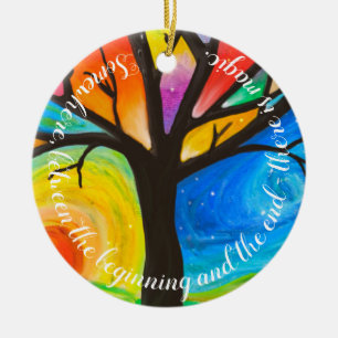 Ornamento De Cerâmica Arco-íris personalizado de casamento ou noivado