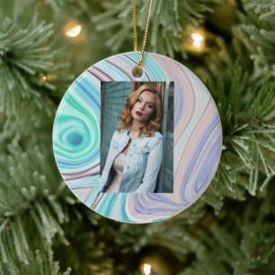 Ornamento De Cerâmica arco-íris púrpura verde-da-hortelã-hortelã-azul-aq