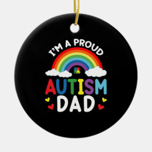 Ornamento De Cerâmica Arco-íris Sou Um Pai Orgulhoso do Autismo Conscien