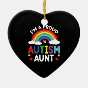 Ornamento De Cerâmica Arco-íris Sou Uma Tia Orgulhosa do Autismo Conscie