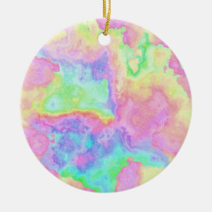 Ornamento De Cerâmica Arco-Íris Tie Dye Marble Pastagens