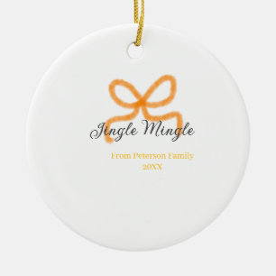 Ornamento De Cerâmica Arco laranja jingle Mingle retrô boho nome da famí