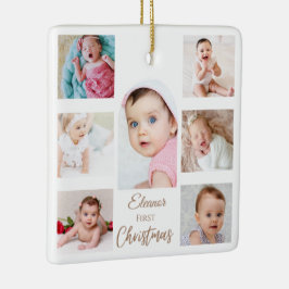 Ornamento De Cerâmica Arco Minimalista Menina Bebê Primeiro Natal