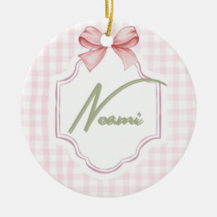 Ornamento De Cerâmica Arco personalizado da Naomi Baby Girl & Gingham