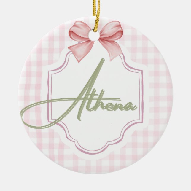 Ornamento De Cerâmica Arco Personalizado de Enfermeira Athena Baby Girl  (Frente)