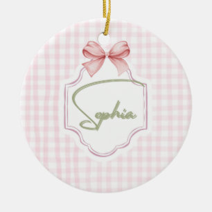 Ornamento De Cerâmica Arco Personalizado Sophia Baby Girl &Gingham