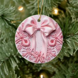 Ornamento De Cerâmica Arco Rosa Natal