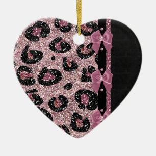 Ornamento De Cerâmica ARCOS de Fita de Impressão de Leopardo Rosa-Rockab