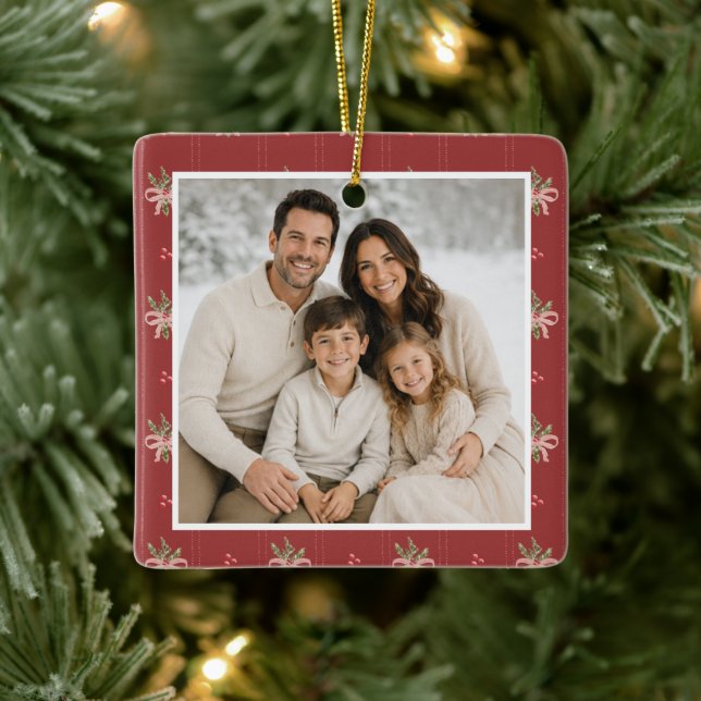 Ornamento De Cerâmica Arcos Vermelhos Rústicos de Natal (Árvore)