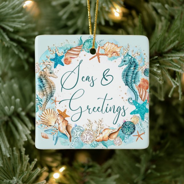 Ornamento De Cerâmica ÁREAS Costeiras e GREETINGS Conchas de Cavalo (Árvore)