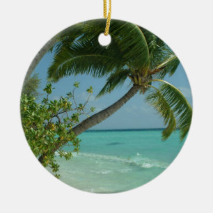 Ornamento De Cerâmica Areia de Praia Tropical Sol Água Ondas do Oceano A