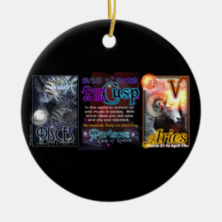 Ornamento De Cerâmica Aries dos peixes do limite do zodíaco de Valxart