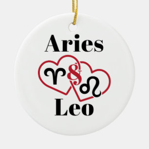 Ornamento De Cerâmica Aries e Leo Casais Zodiac Horoscope