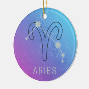 Ornamento De Cerâmica Aries Zodiac - Sinal de Estrela Constelação de Hor