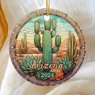 Ornamento De Cerâmica Arizona Desert Cactus Faux Vidro Estampado