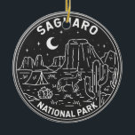 Ornamento De Cerâmica Arizona Nacional do Parque Saguaro Vintage Monolin<br><div class="desc">Trabalho de arte de vetor Saguaro. O parque é batizado para o grande cactus saguaro,  nativo de seu ambiente deserto.</div>