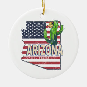 Ornamento De Cerâmica Arizona State United States Retro Map Vintage EUA