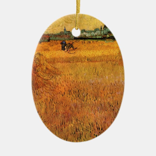 Ornamento De Cerâmica Arles: Vista de Campos de Trigo por Vincent van Go (Frente)