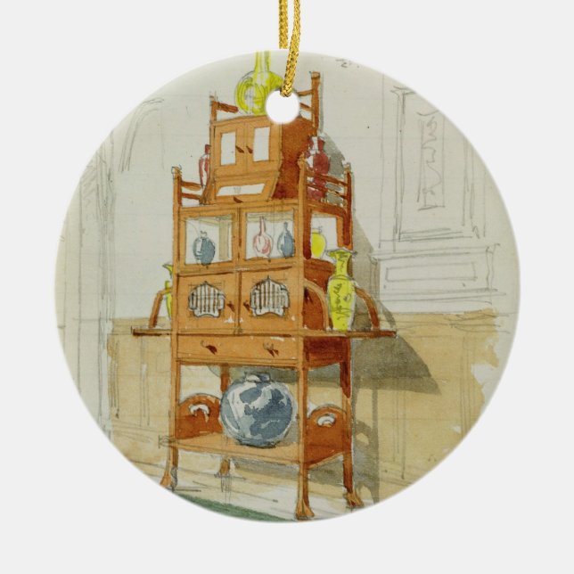 Ornamento De Cerâmica Armário da exposição, c.1860s-70s (w/c & lápis em (Frente)